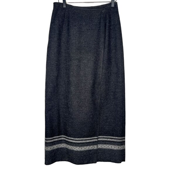 Eddie Bauer Dresses & Skirts - Vintage Eddie Bauer Recycled Wool Maxi Wrap Skirt Charcoal Gray Fall 6